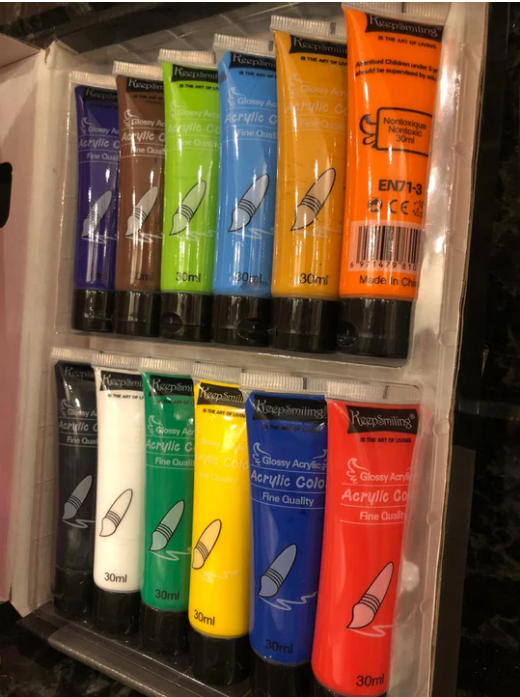 Keep Smiling Acrylic Colour 12pcs – Stationery Store